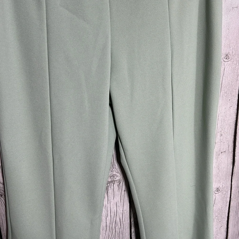 ASOS DESIGN jersey suit low rider baby kick flare pants in sage size 12p